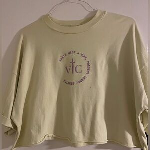 KANYE WEST AND VOUS CHURCH Yellow Graphic Crop Sweatshirt